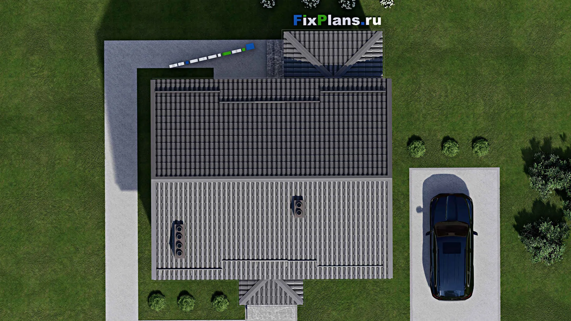 F-3446 - Проект дома с мансардой 9 на 10, площадью 130 м² с террасой и 3 спальнями