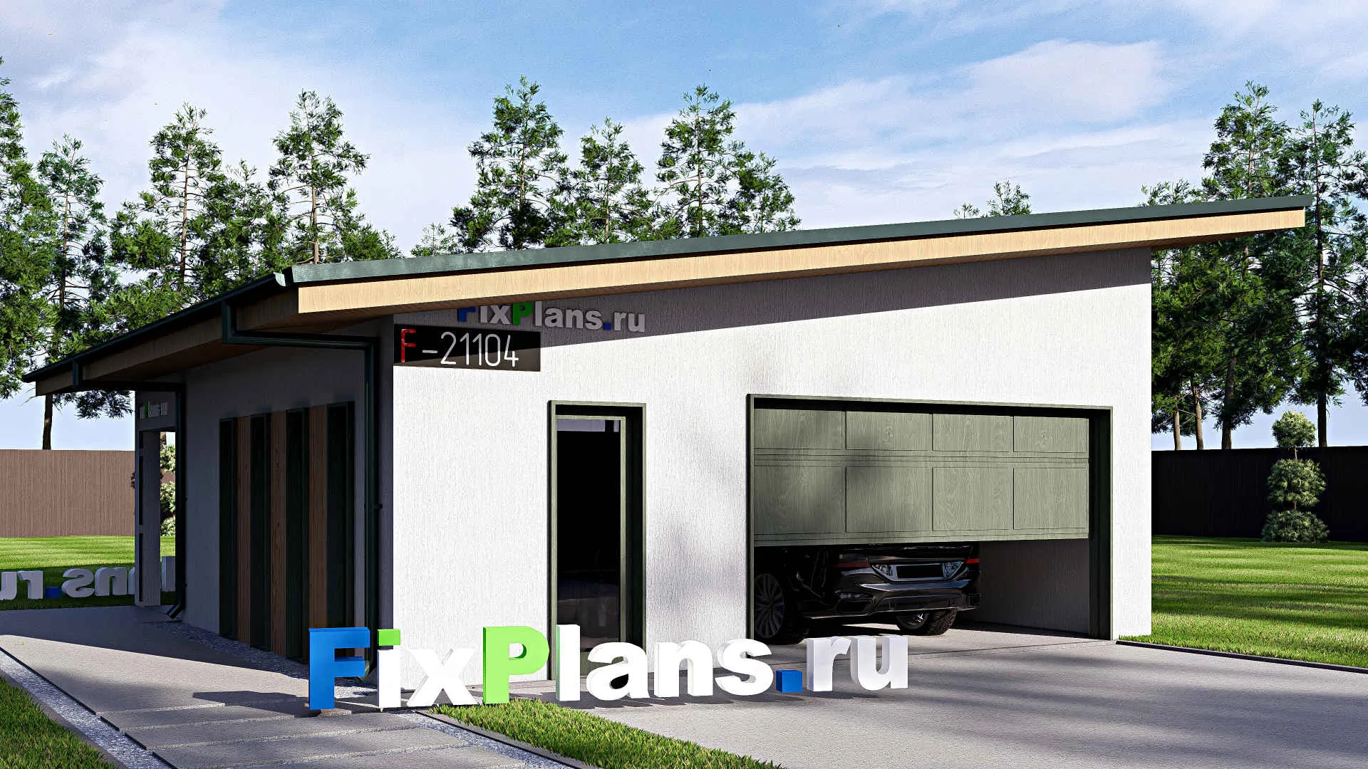 F-21104 - Проект гаража 8 на 9, площадью 60 м² на 2 машиноместа