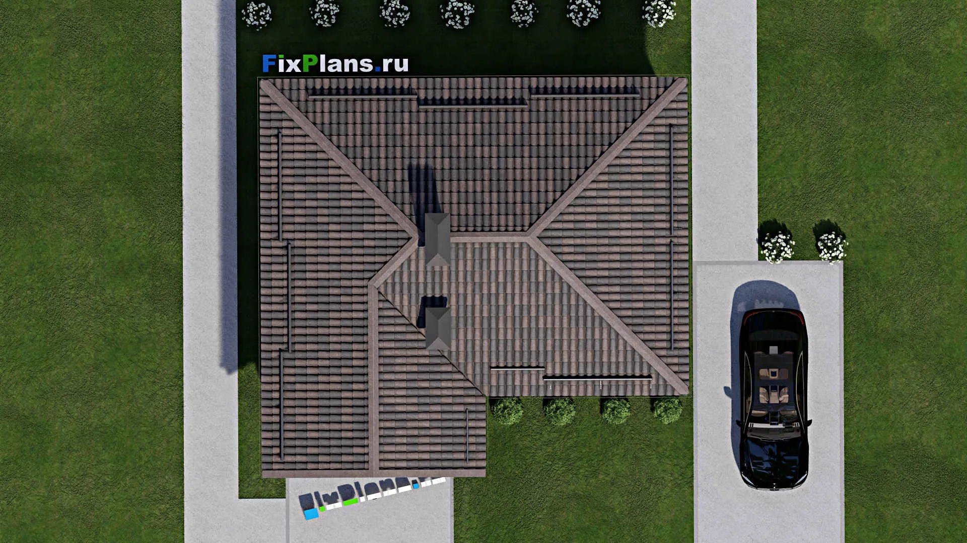 F-6254 - Проект одноэтажного дома 8 на 11, площадью 70 м² с террасой и 2 спальнями