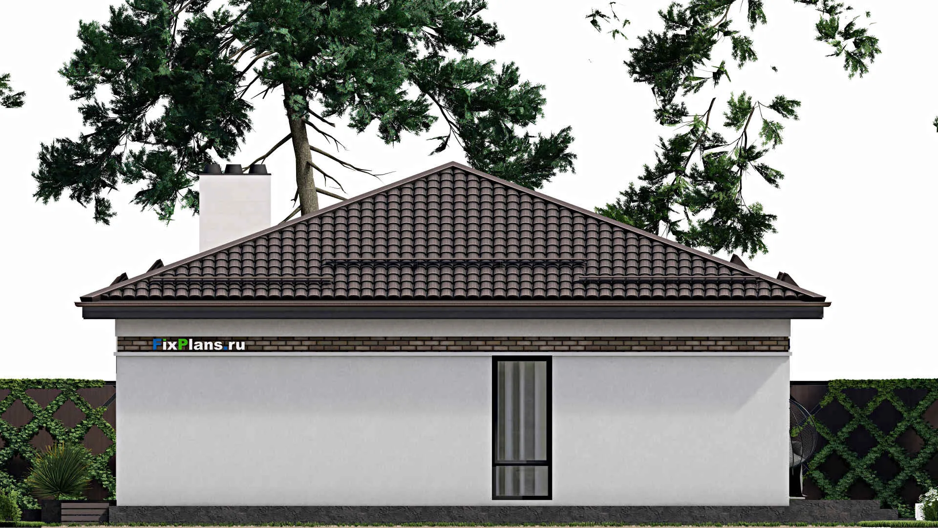 F-2411 - Проект одноэтажного дома 12 на 14, площадью 170 м² с террасой и 3 спальнями