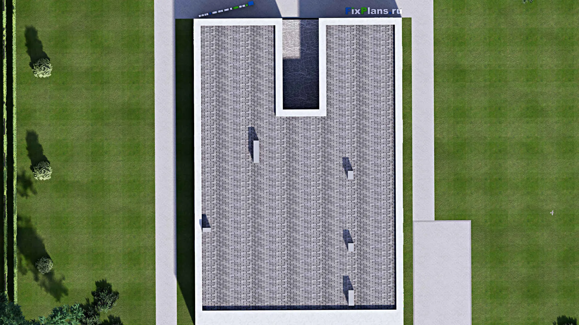 F-13085 - Проект одноэтажного дома 15 на 23, площадью 260 м² с террасой и 4 спальнями