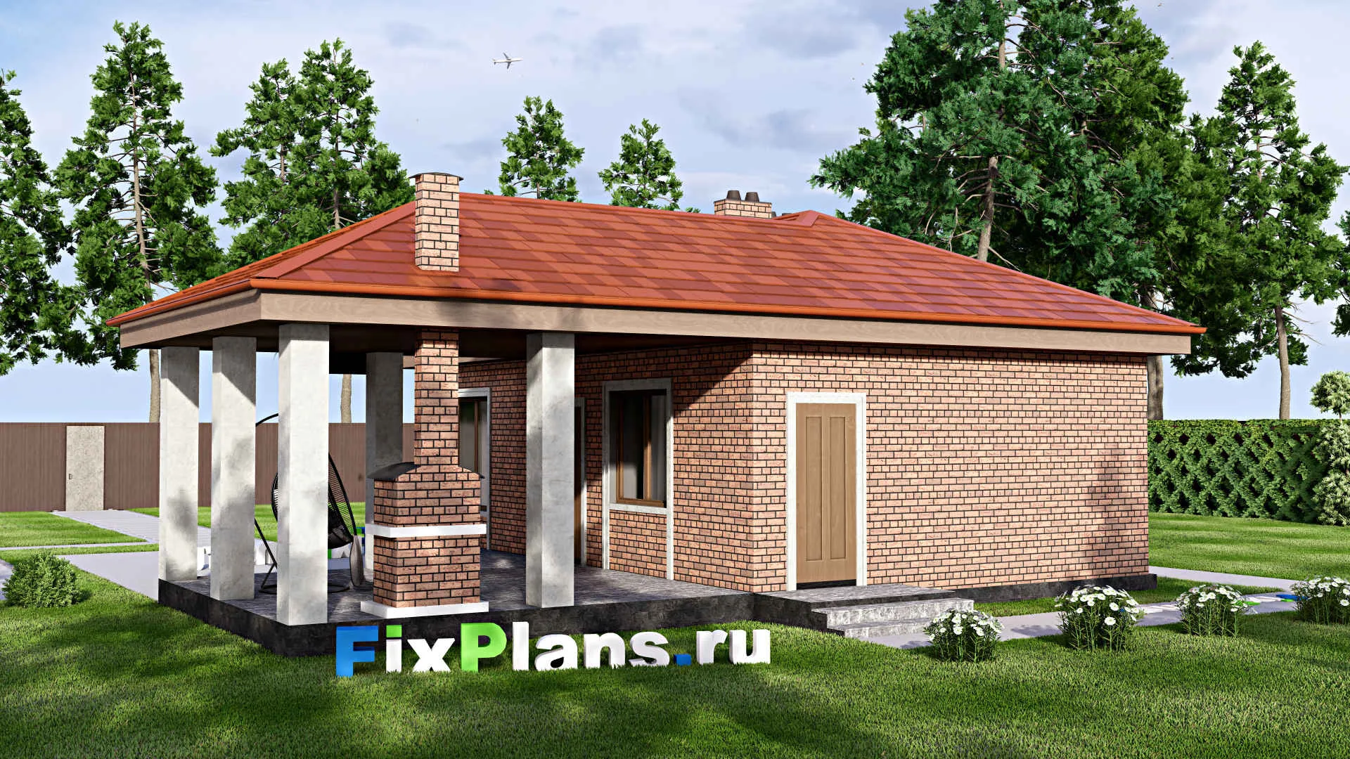 F-14858 - Проект бани 12 на 12, площадью 90 м² с комнатой отдыха, терассой и санузлом