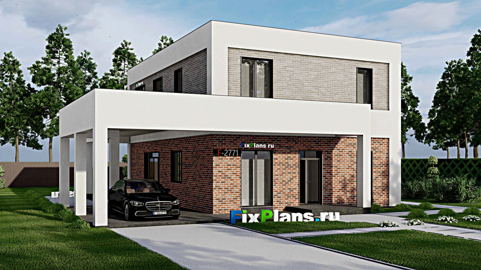 F-2771 - Проект двухэтажного дома 10 на 14, площадью 210 м² с террасой и 3 спальнями