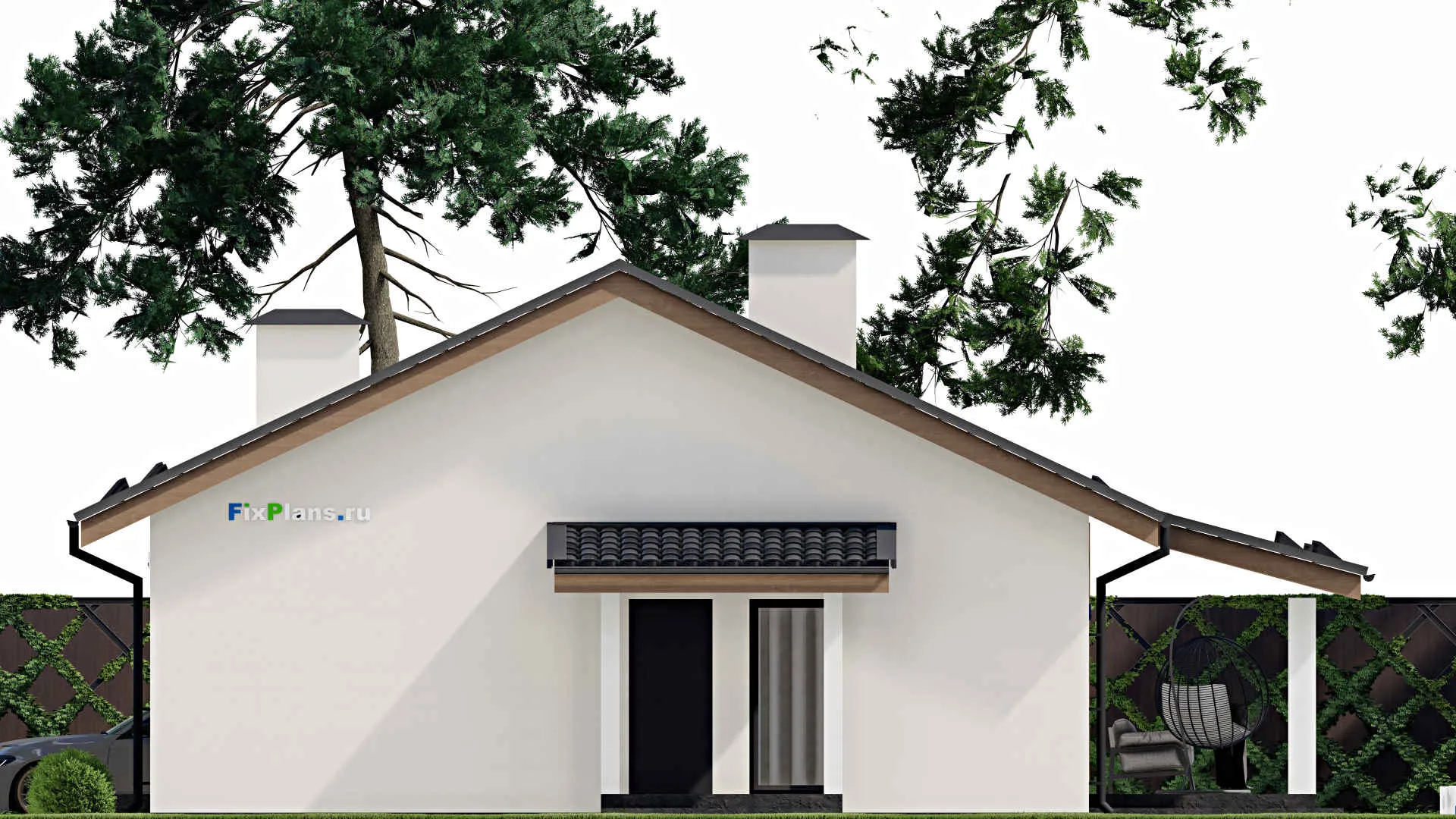 F-5957 - Проект одноэтажного дома 11 на 16, площадью 160 м² с террасой и 3 спальнями