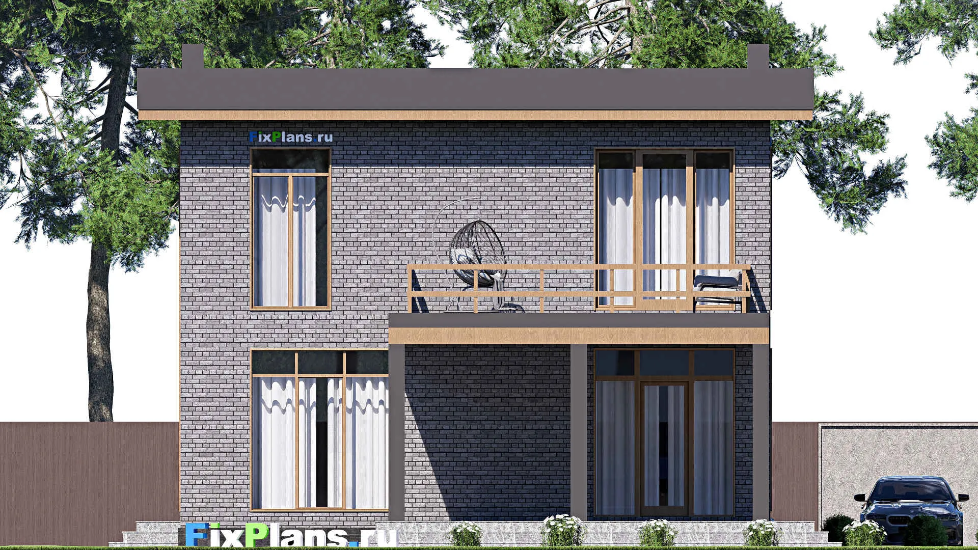 F-19241 - Проект двухэтажного дома 12 на 19, площадью 310 м² с террасой, балконом и 4 спальнями