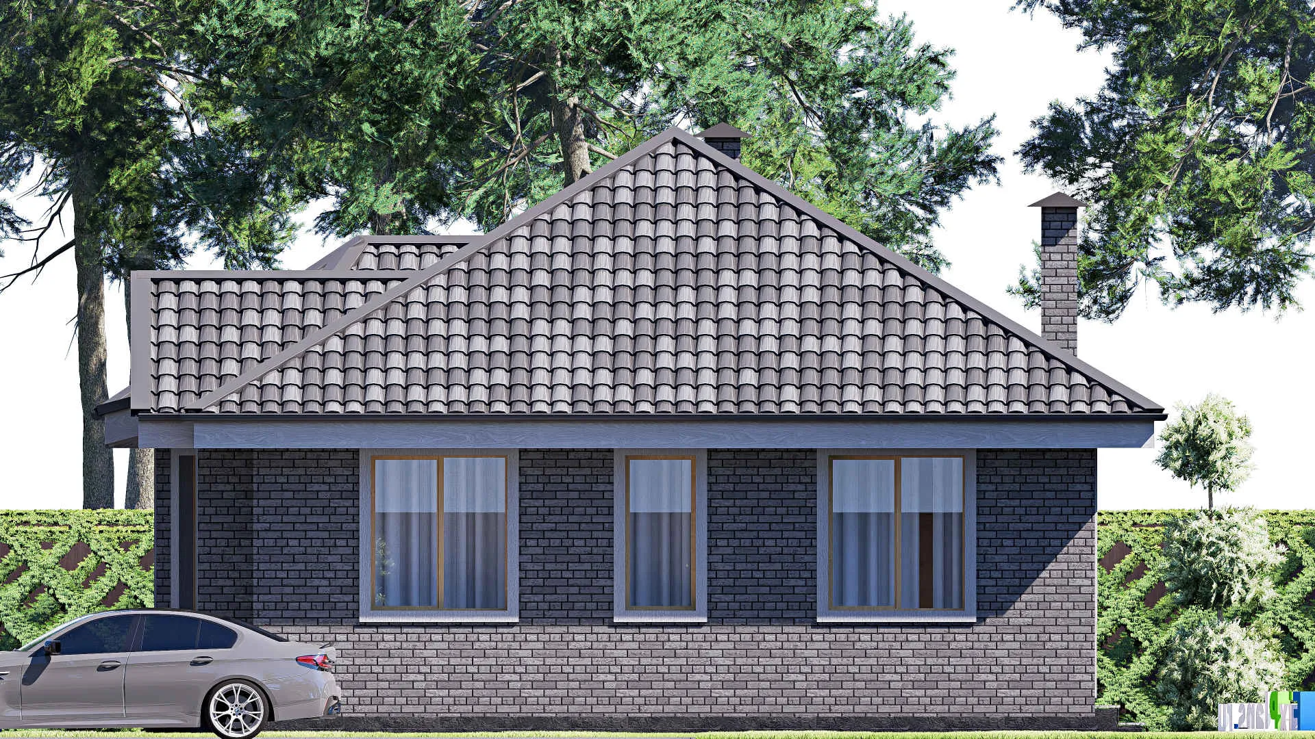 F-18944 - Проект одноэтажного дома 10 на 12, площадью 90 м² с 3 спальнями