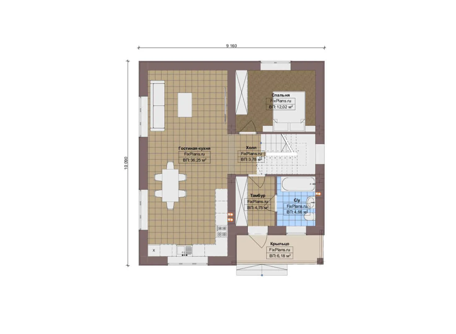 F-17684 - Планы двухэтажного дома 10 на 11, площадью 130 м² с 4 спальнями