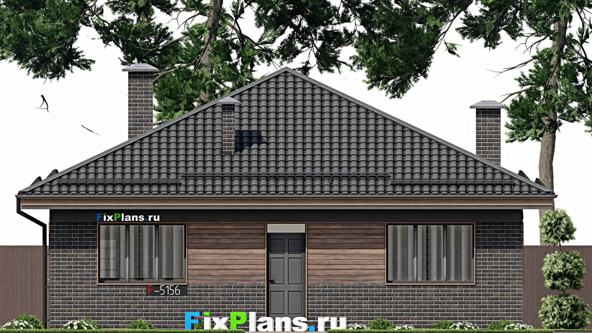 F-5156 - Проект одноэтажного дома 12 на 12, площадью 110 м² с 3 спальнями