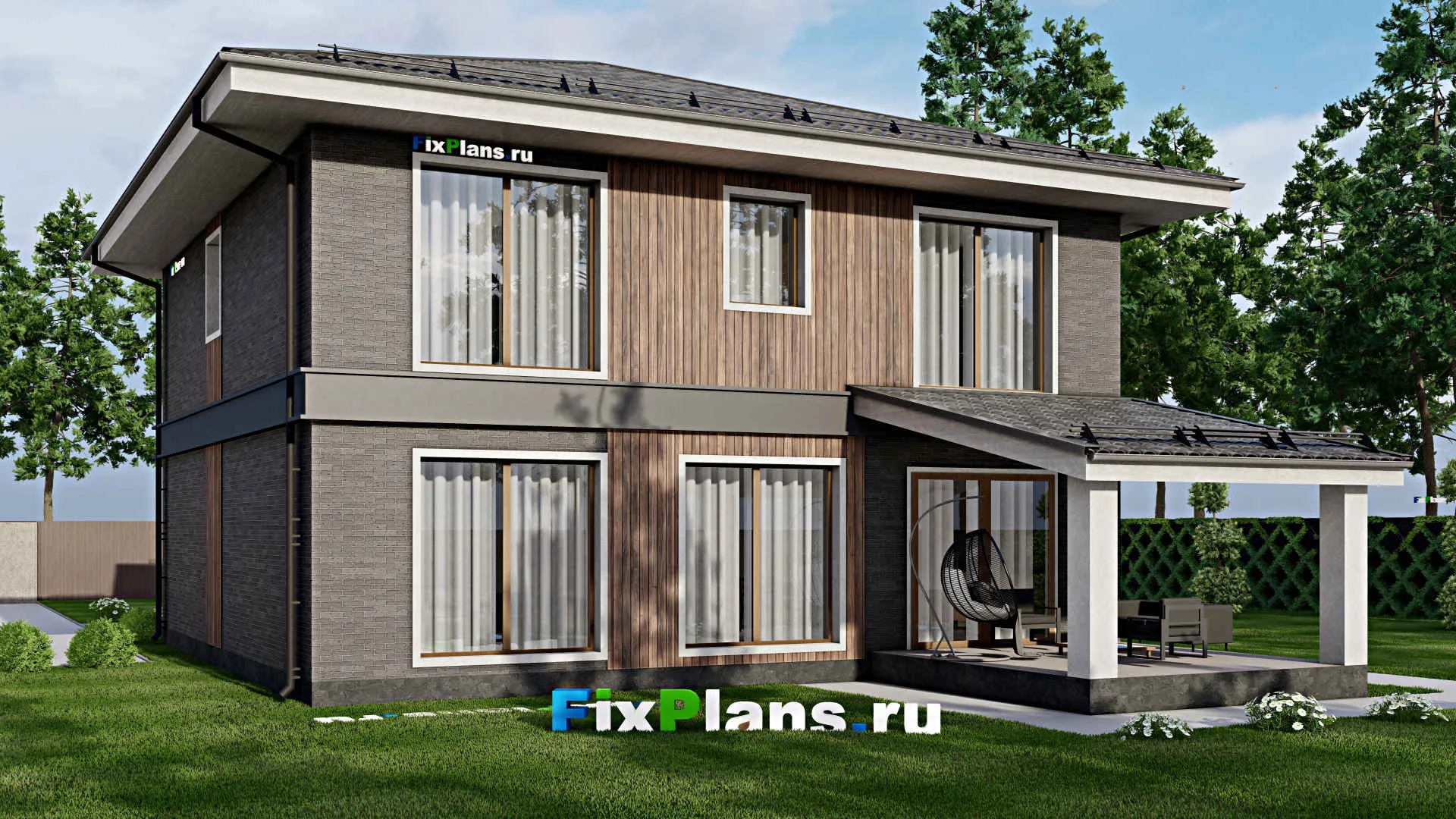 F-6227 - Проект двухэтажного дома 13 на 20, площадью 270 м² с террасой, балконом и 4 спальнями