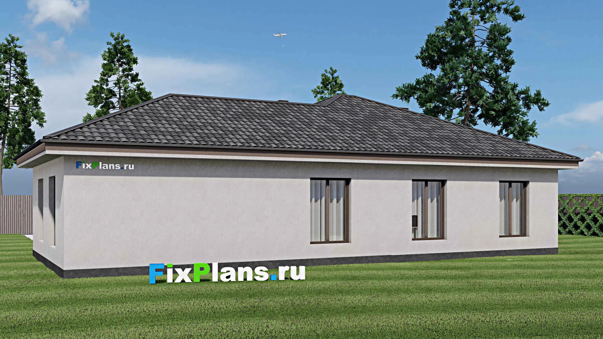 F-1466 - Проект одноэтажного дома 12 на 19, площадью 160 м² с гаражом на 2 машины и 3 спальнями