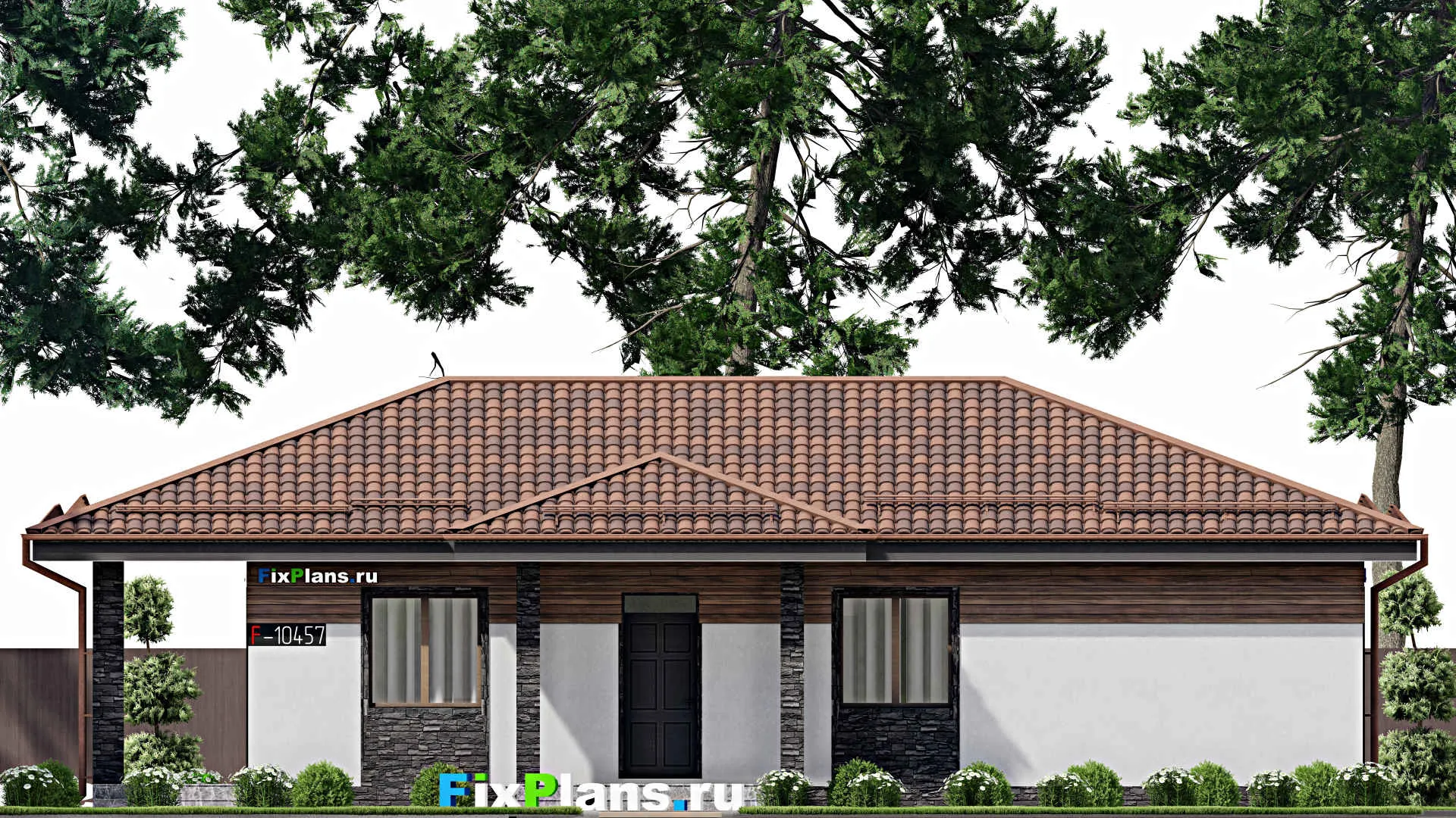 F-10457 - Проект одноэтажного дома 11 на 17, площадью 130 м² с 3 спальнями