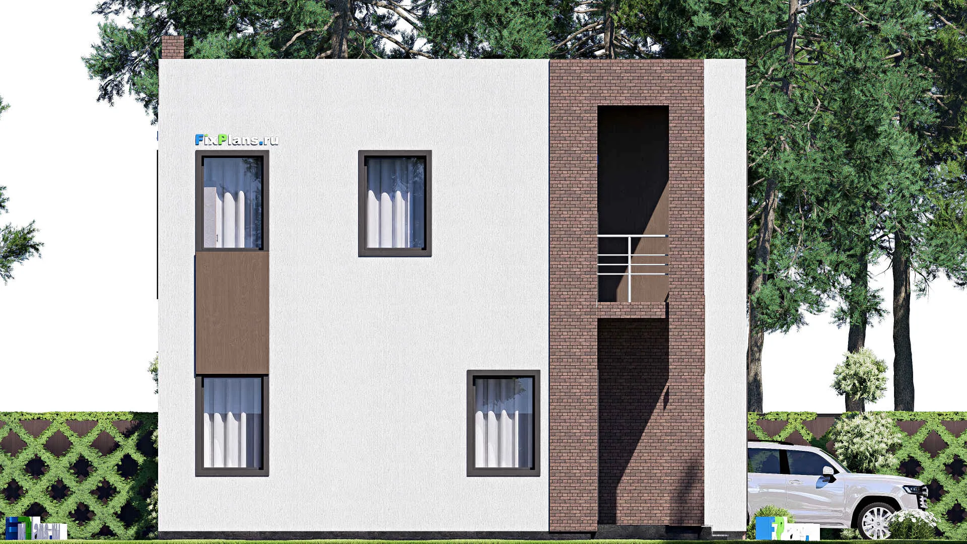 F-20357 - Проект двухэтажного дома 11 на 12, площадью 180 м² с балконом и 3 спальнями