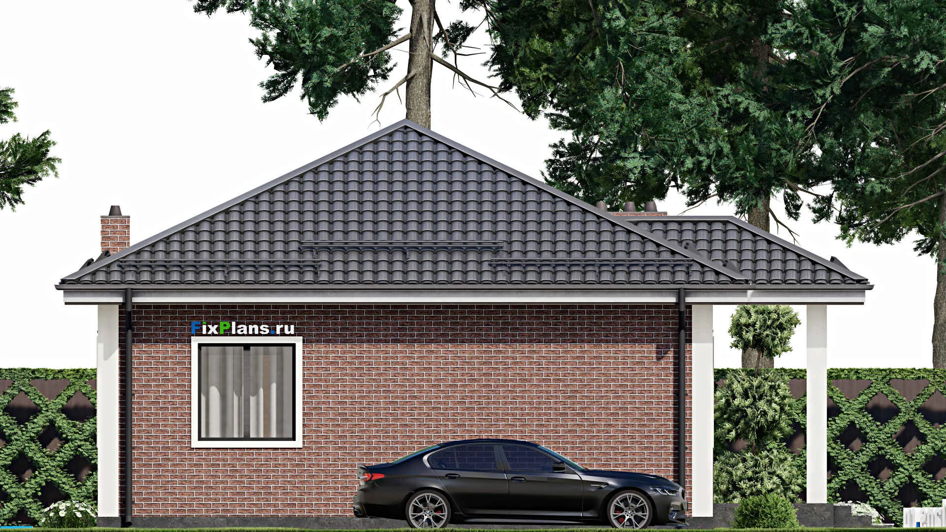 F-4445 - Проект одноэтажного дома 10 на 13, площадью 110 м² с террасой и 3 спальнями