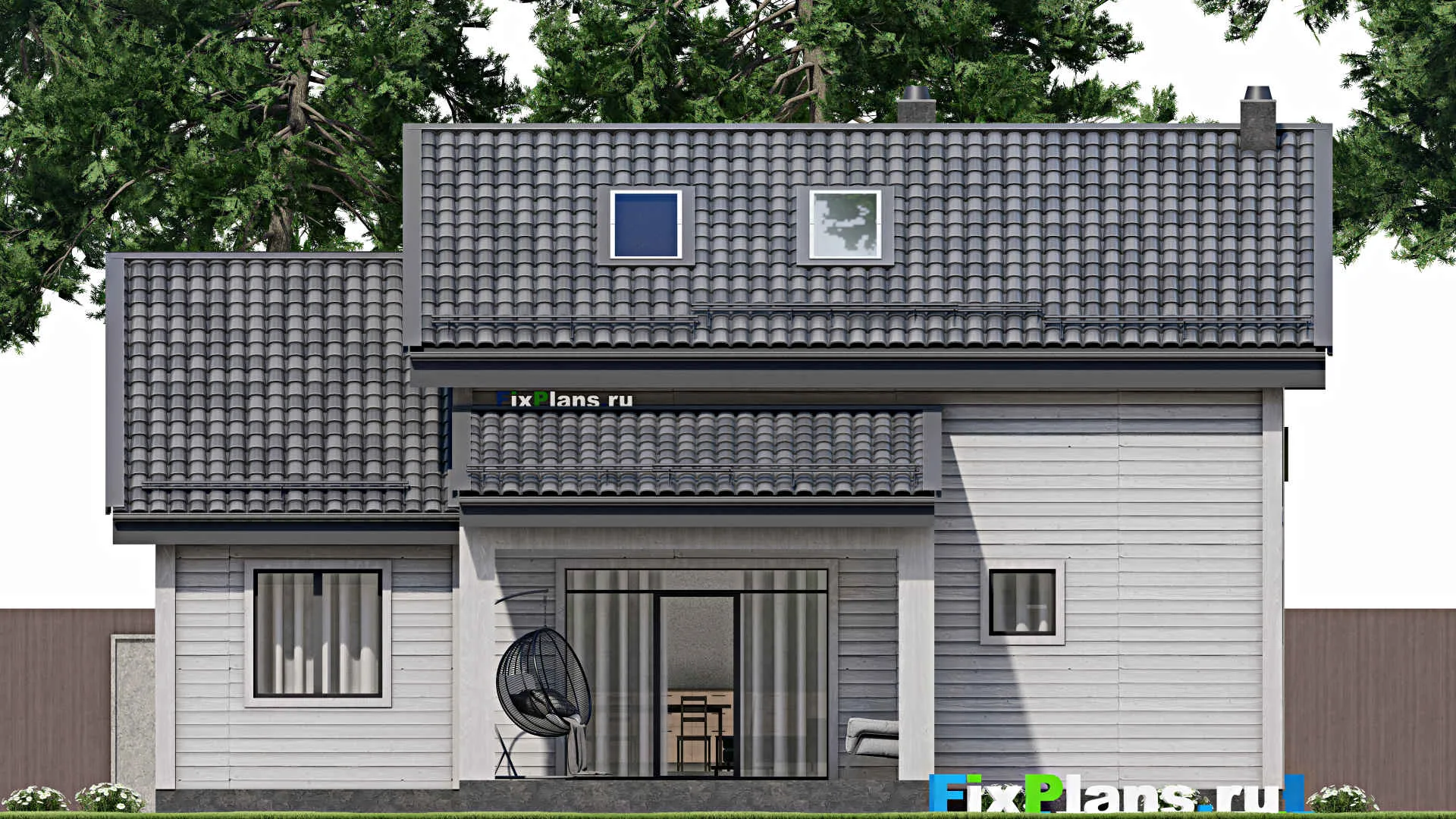 F-7460 - Проект дома с мансардой 12 на 13, площадью 190 м² с 5 спальнями