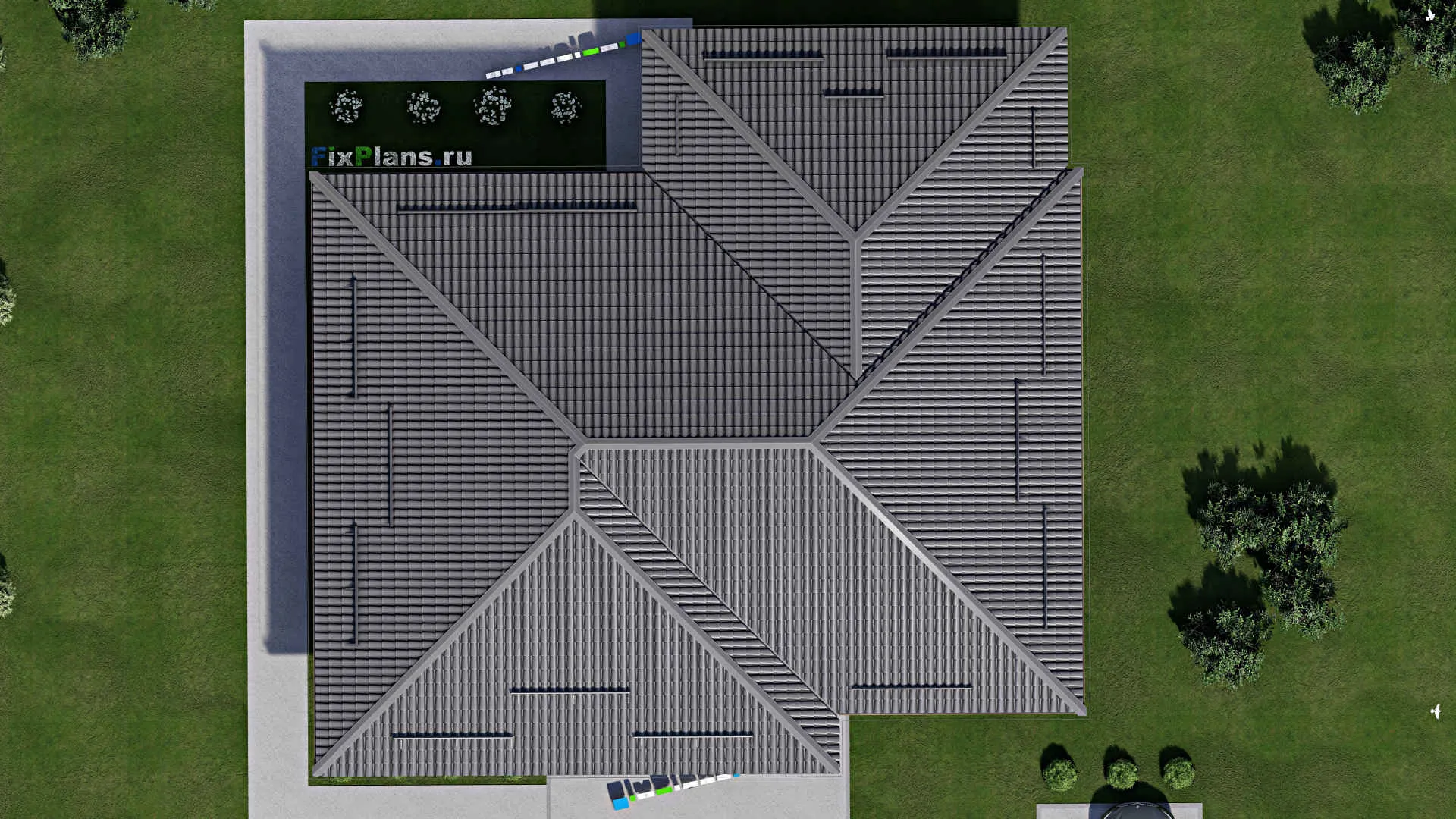 F-1979 - Проект одноэтажного дома 13 на 17, площадью 200 м² с террасой и 3 спальнями