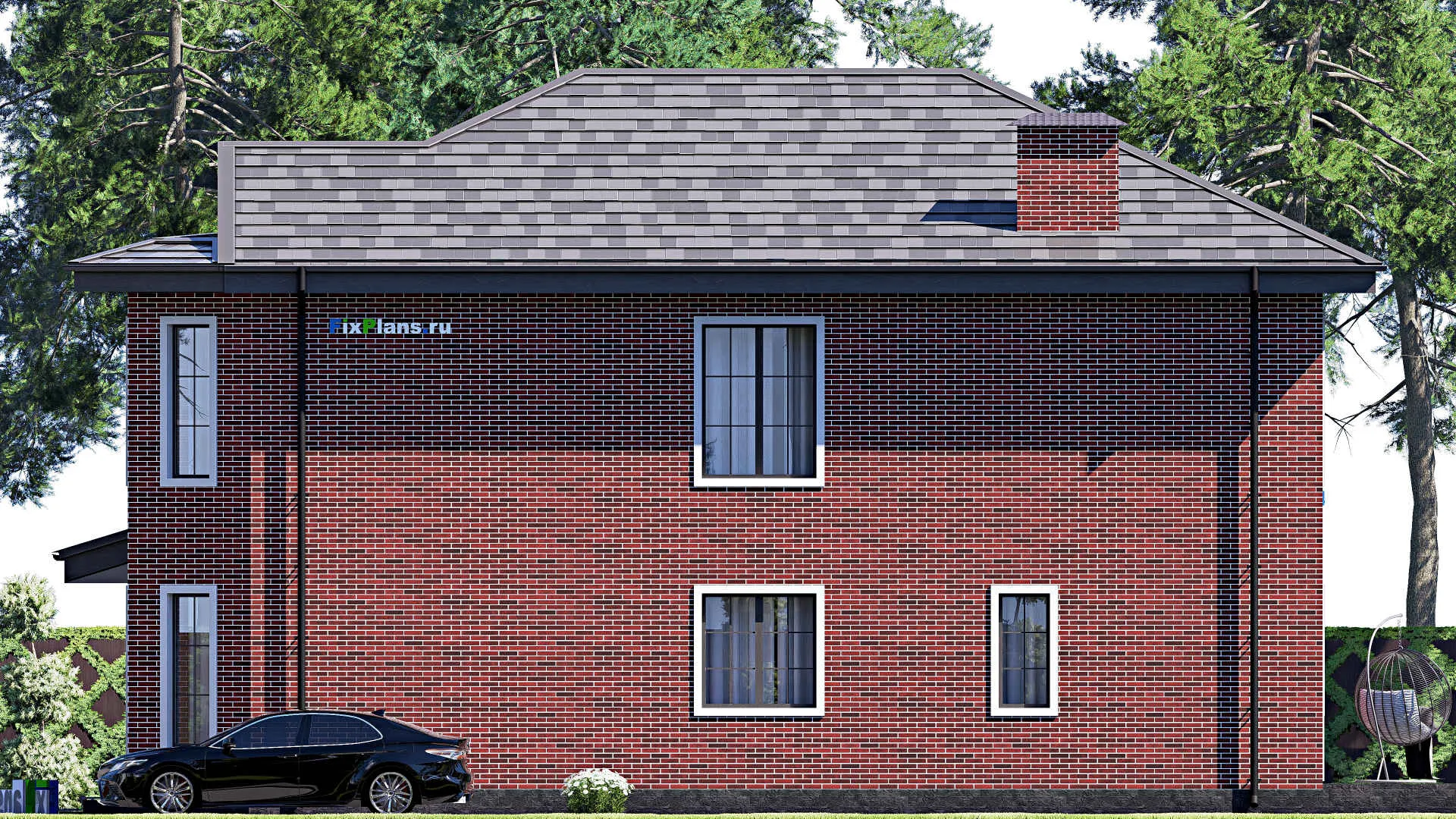 F-17990 - Проект двухэтажного дома 9 на 18, площадью 220 м² с террасой, балконом и 4 спальнями