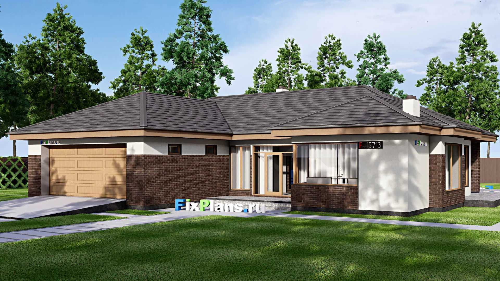 F-15713 - Проект одноэтажного дома 22 на 25, площадью 360 м² с 3 спальнями