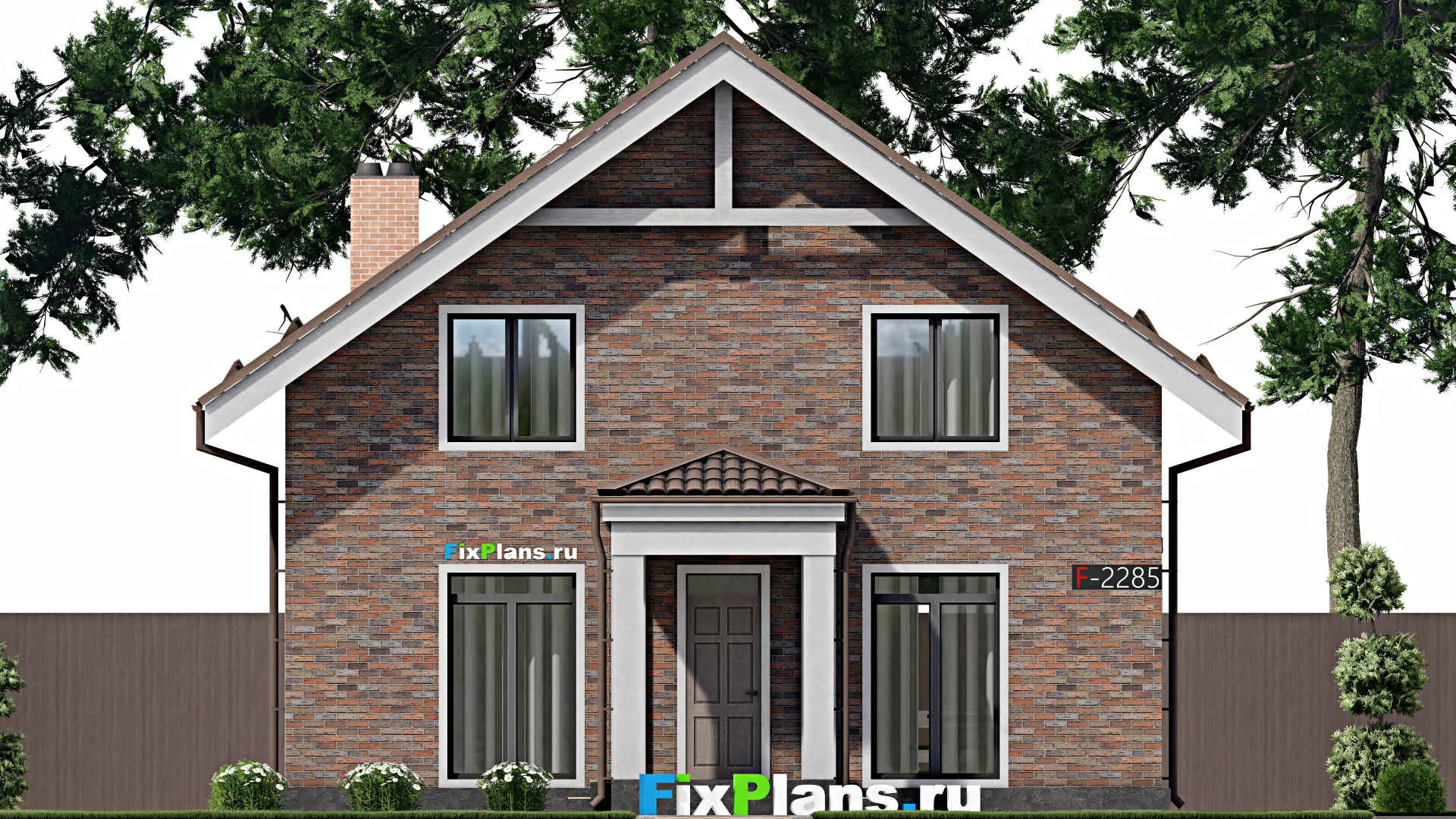 F-2285 - Проект дома с мансардой 11 на 11, площадью 160 м² с террасой, балконом и 3 спальнями
