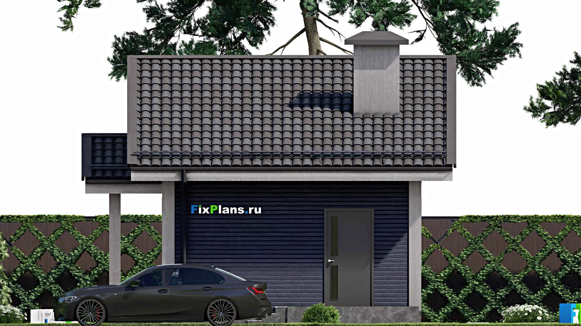 F-7919 - Проект бани 6 на 9, площадью 40 м² с комнатой отдыха и санузлом