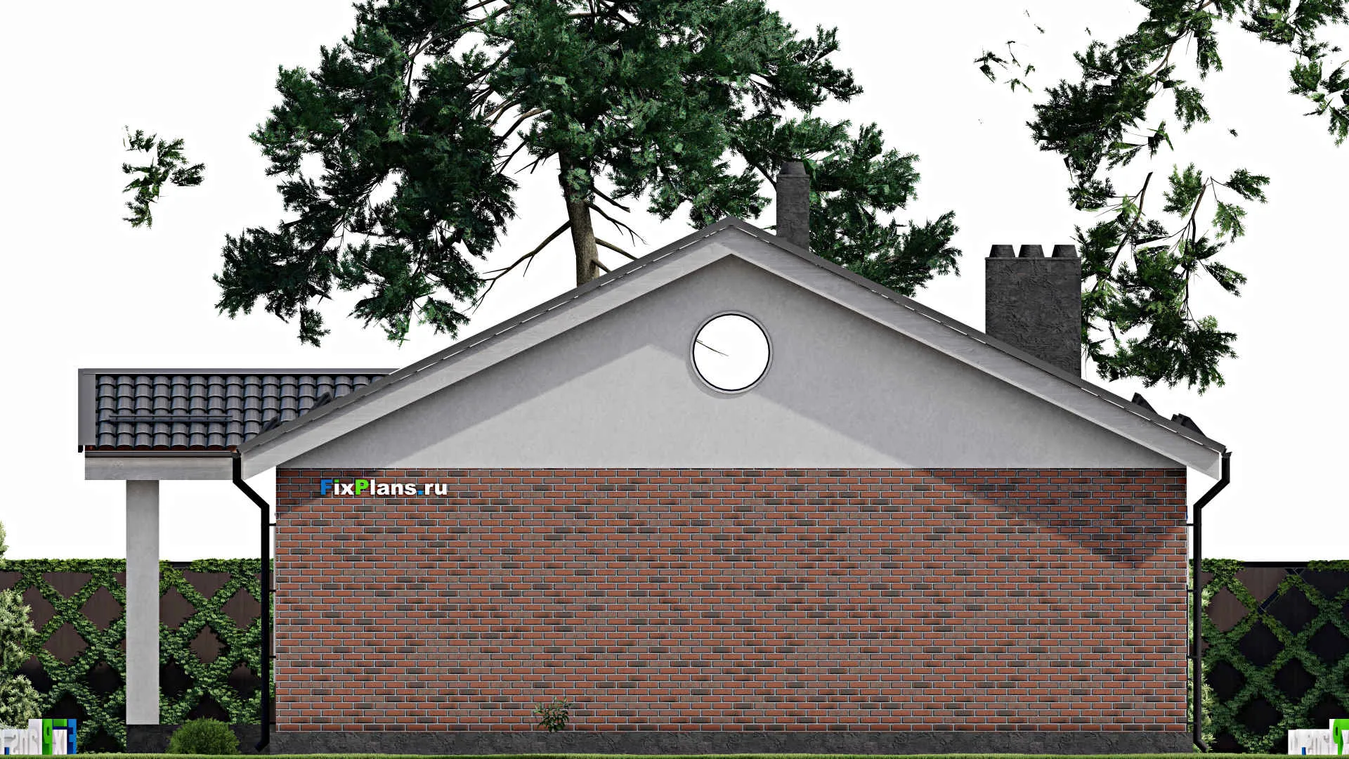 F-0998 - Проект одноэтажного дома 12 на 17, площадью 140 м² с гаражом на 1 машину и 3 спальнями