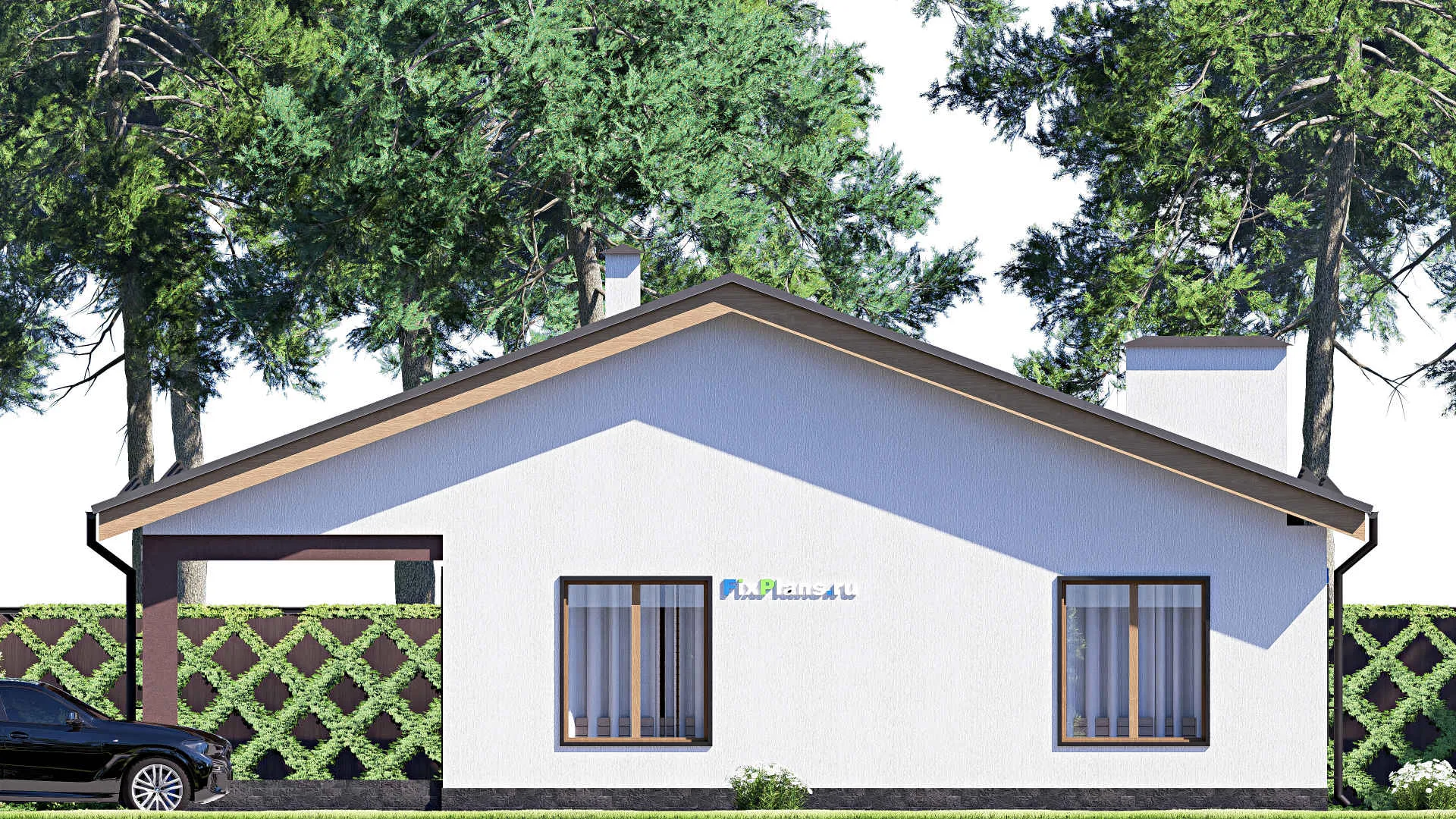 F-17720 - Проект одноэтажного дома 14 на 15, площадью 150 м² с террасой и 3 спальнями