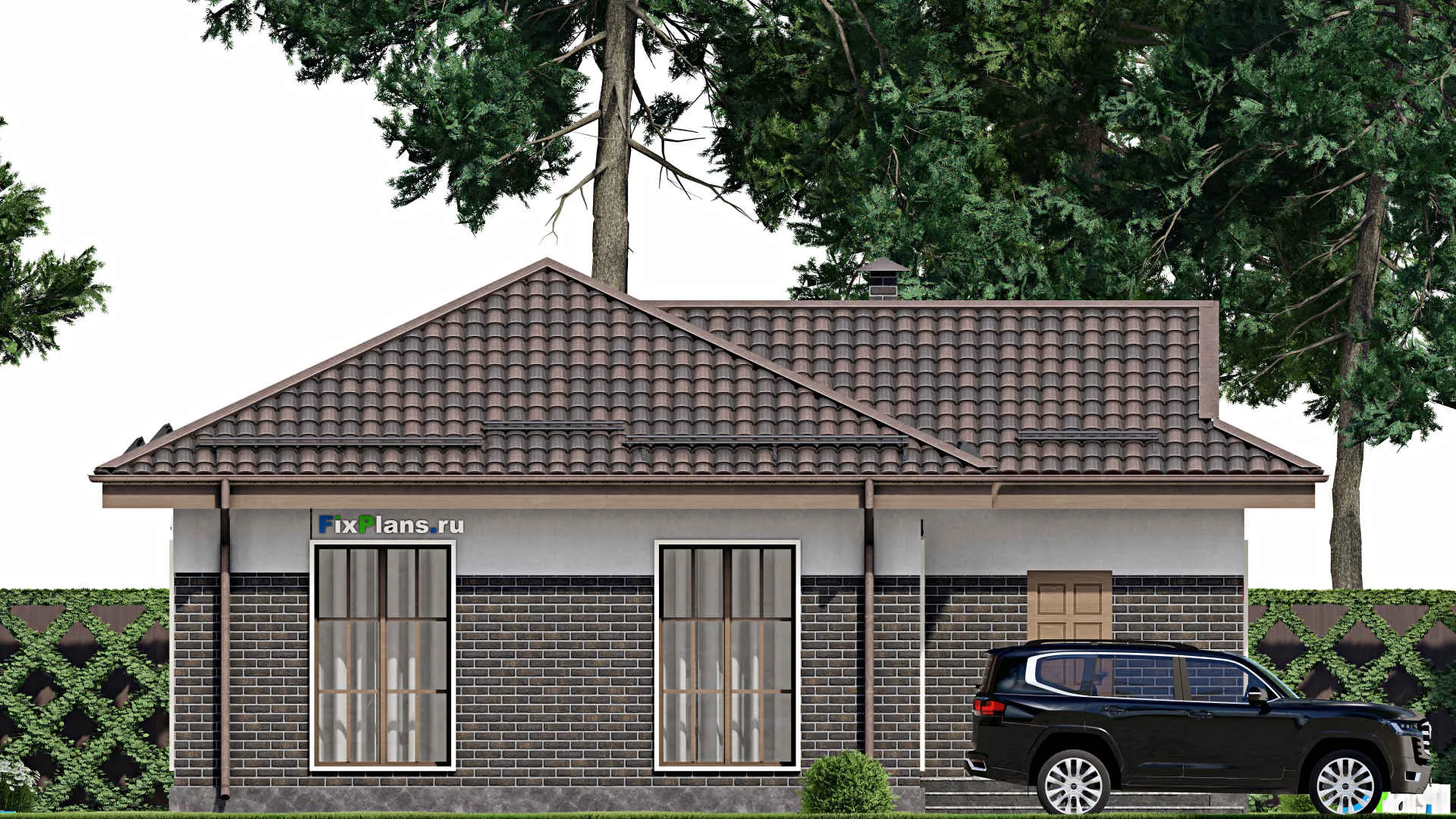 F-6812 - Проект одноэтажного дома 12 на 14, площадью 100 м² с 2 спальнями