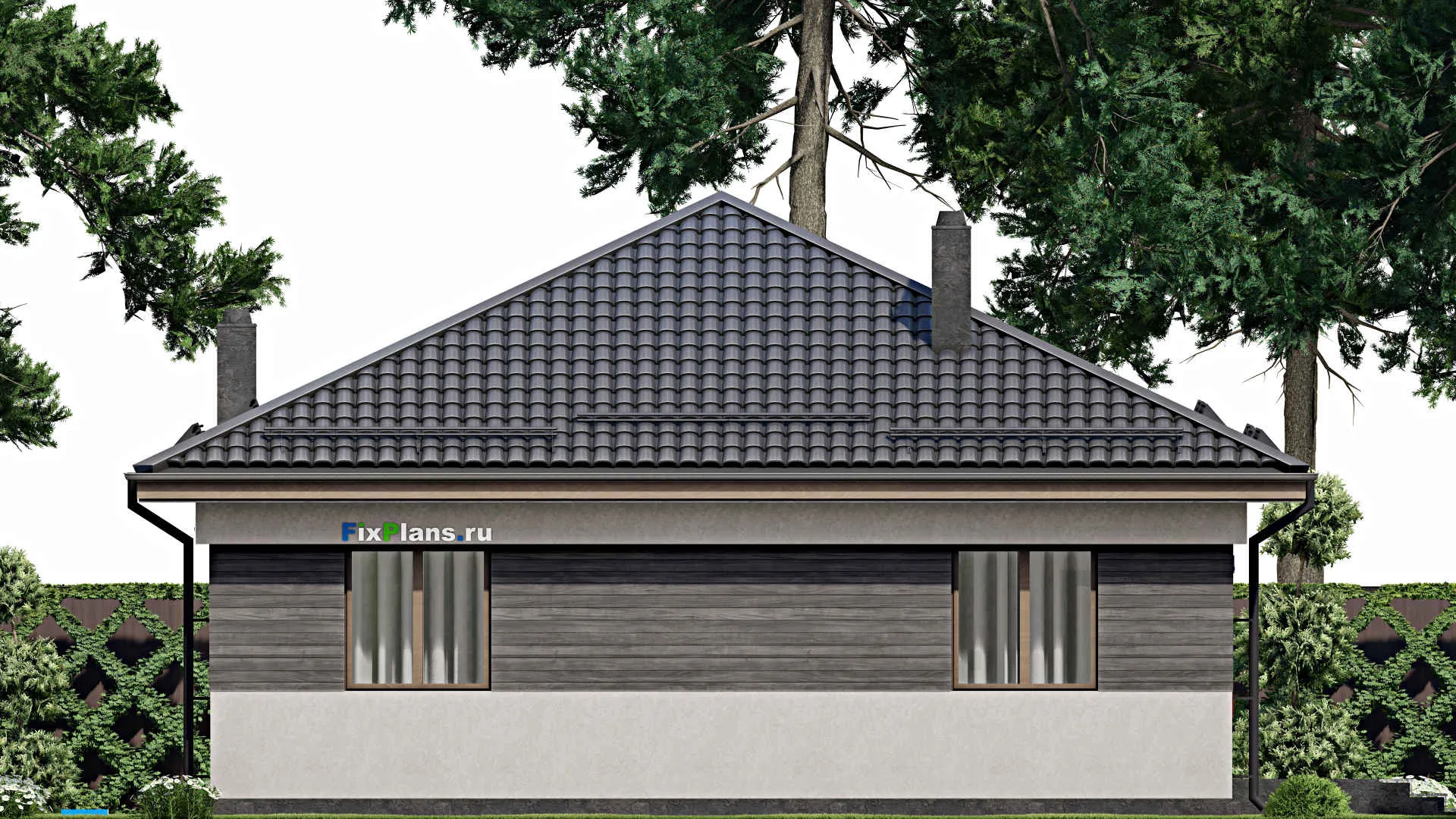 F-3725 - Проект одноэтажного дома 11 на 14, площадью 170 м² с террасой и 3 спальнями