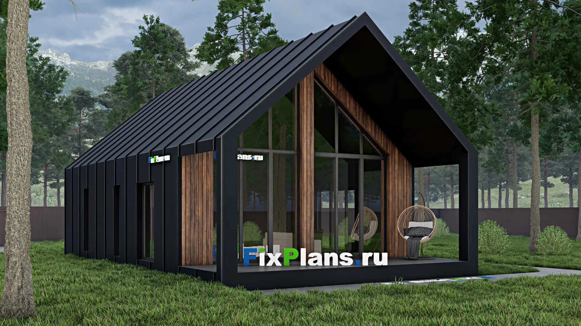 F-0314 - Проект дома с мансардой 9 на 12, площадью 140 м² с террасой и 3 спальнями