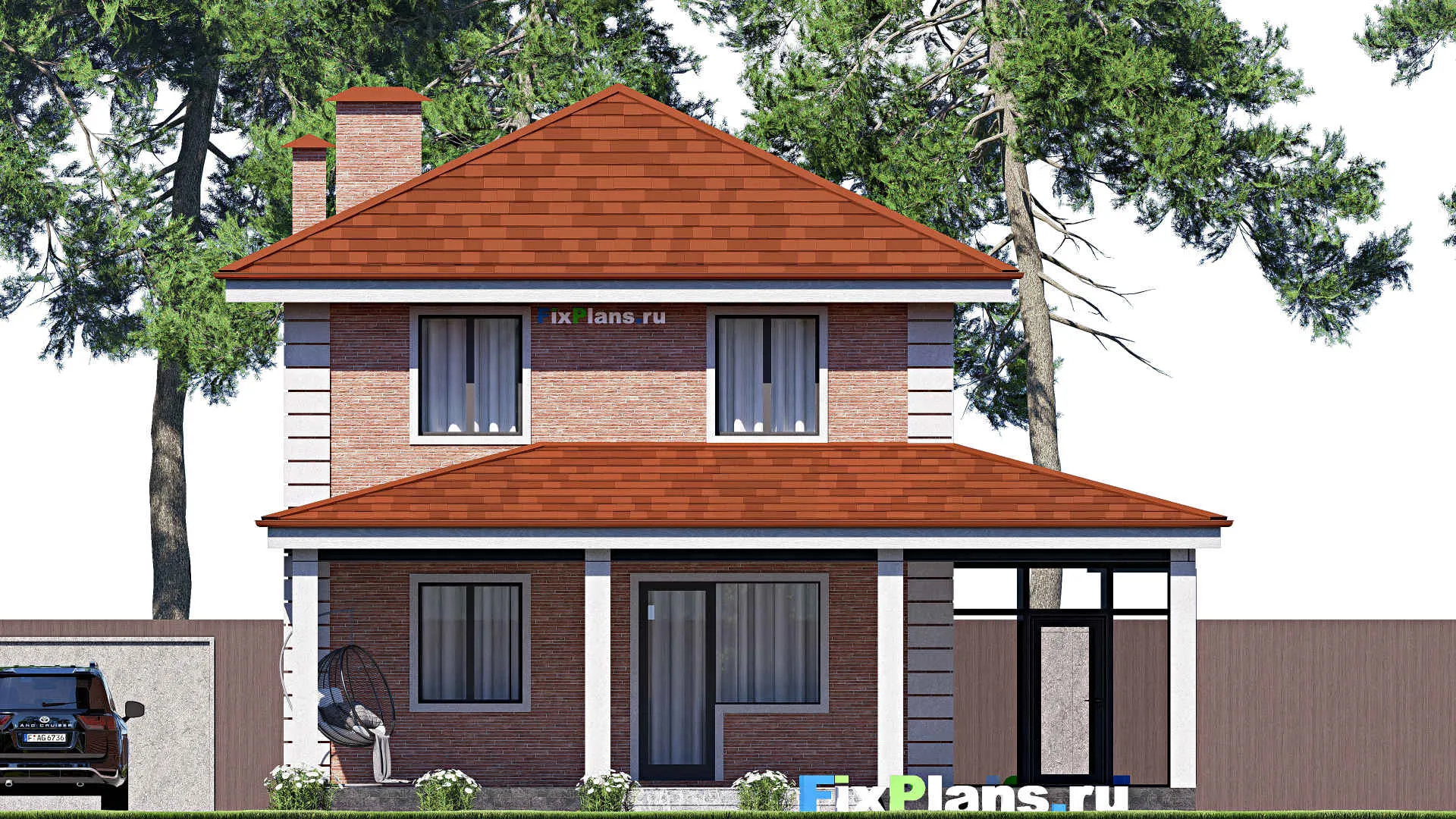 F-17927 - Проект одноэтажного дома 15 на 16, площадью 180 м² с террасой и 3 спальнями