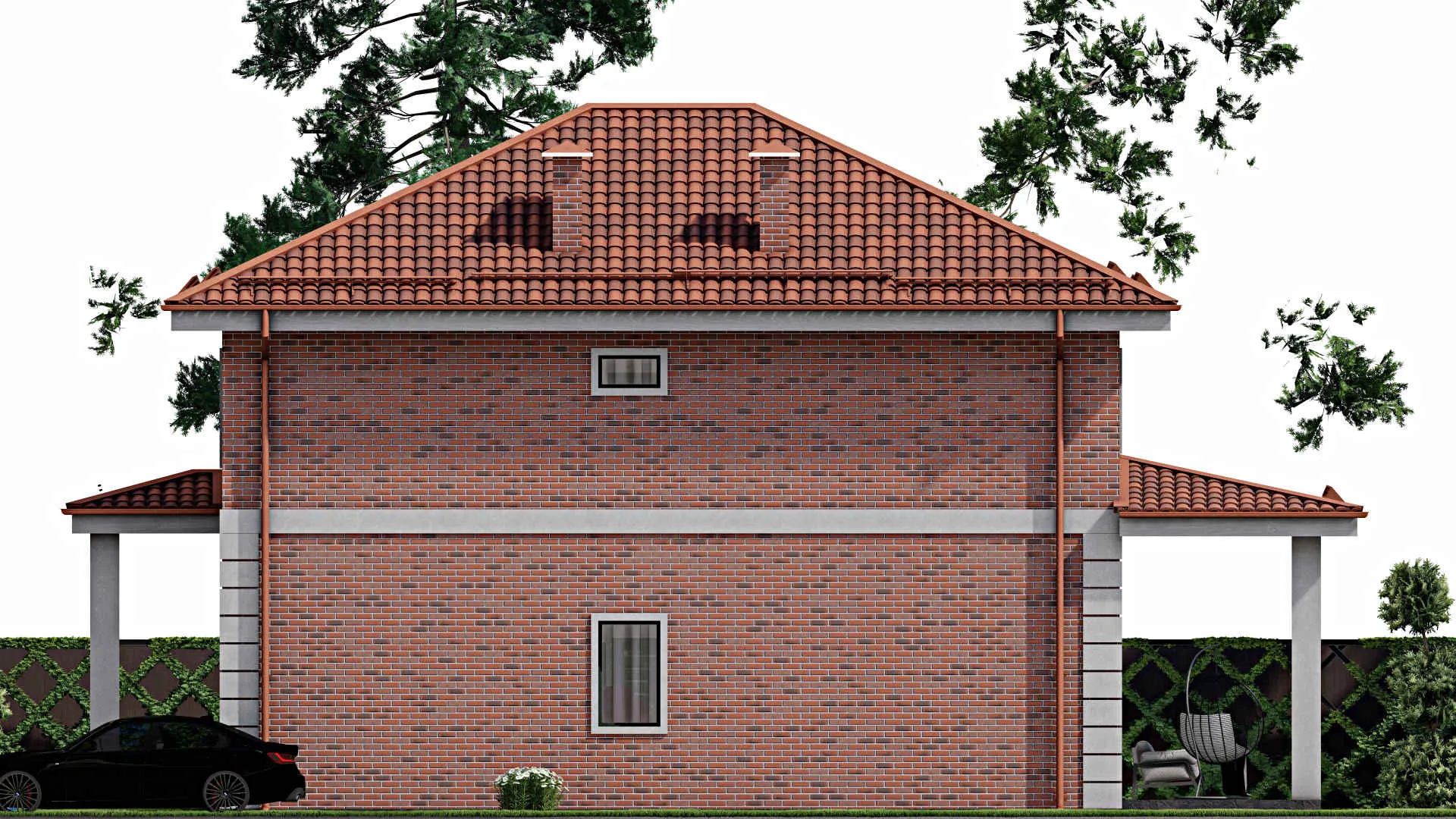 F-9413 - Проект двухэтажного дома 10 на 17, площадью 210 м² с террасой и 5 спальнями