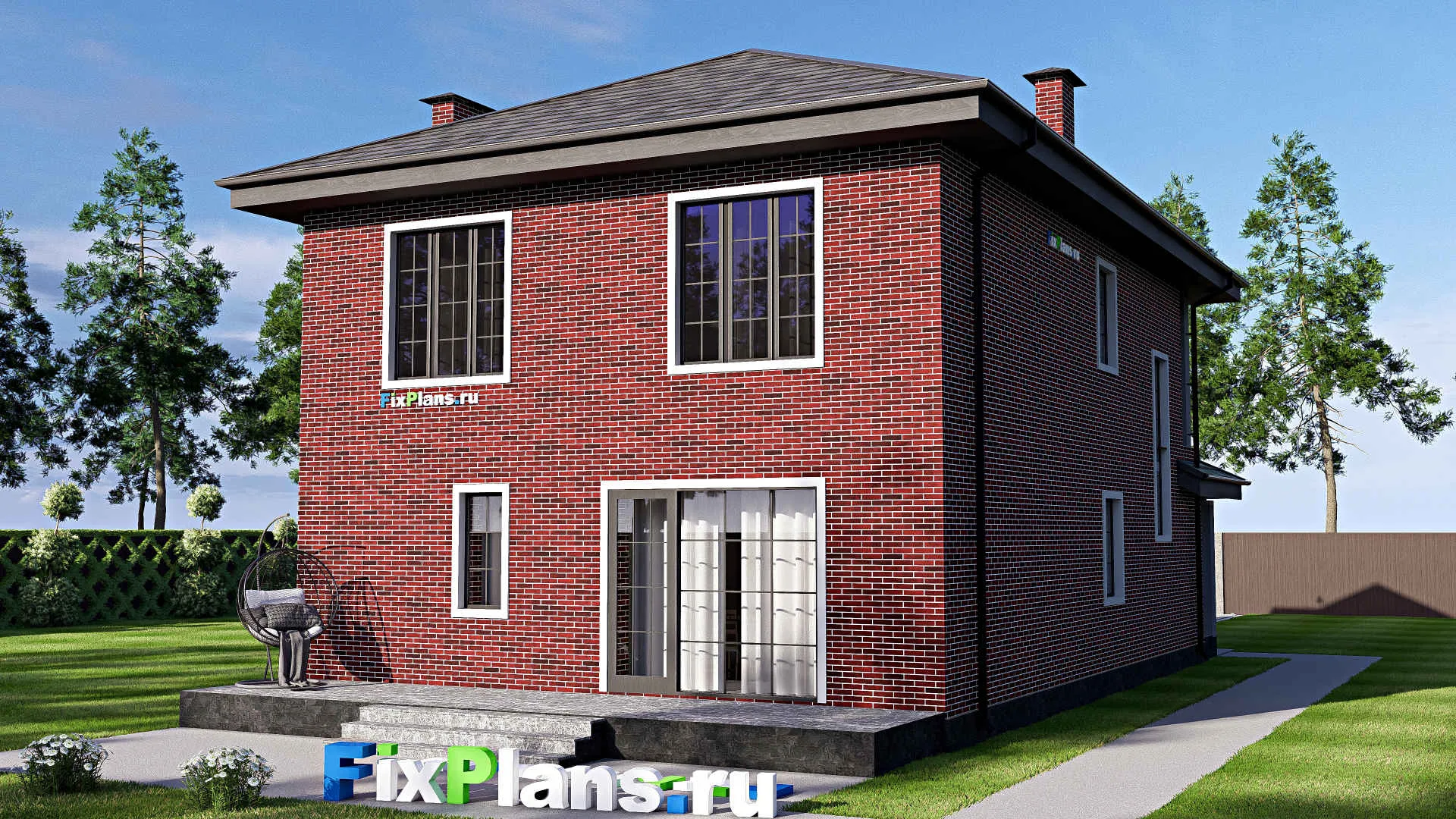 F-17990 - Проект двухэтажного дома 9 на 18, площадью 220 м² с террасой, балконом и 4 спальнями