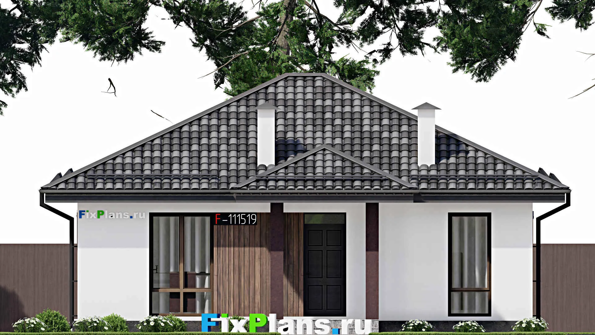 F-11519 - Проект одноэтажного дома 11 на 12, площадью 90 м² с 3 спальнями